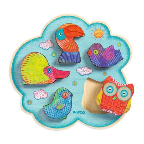 Djeco houten puzzel Toucanco - relief puzzel FSC 100% vogels.