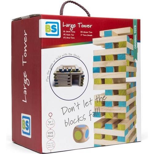 BS Toys Grote Toren Spel - Toren Bouwen speelgoed - XXL Outdoor spel - Balanstoren - Stapeltoren - Stapelspel - Vallende toren - Spelletjes voor kinderen - Buiten speelgoed Tuin - Buitenspel - Buiten Spellen - Kinderspeelgoed vanaf 3 Jaar