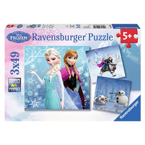 Ravensburger puzzel Disney Frozen Avontuur in Winterland - Drie puzzels - 49 stukjes - kinderpuzzel