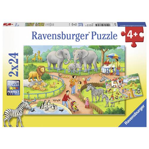 Ravensburger puzzel Een dag in de dierentuin - 2x24 stukjes - kinderpuzzel