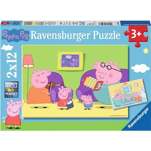 Ravensburger puzzel Thuis bij Peppa Pig - Twee puzzels - 12 stukjes - kinderpuzzel