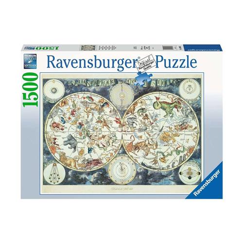 Ravensburger puzzel Wereldkaart met fantastierijke dieren - Legpuzzel - 1500 stukjes