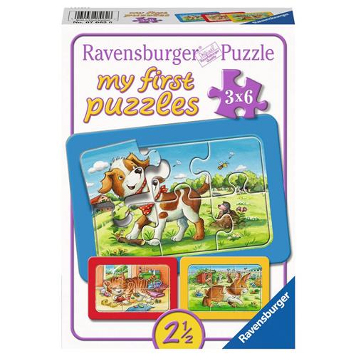 Ravensburger Mijn dierenvriendjes - My First puzzels - 3x6 stukjes - kinderpuzzel