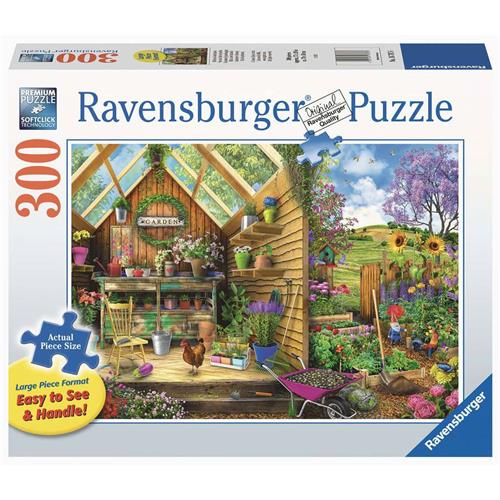 Ravensburger puzzel Blik in het tuinhuis - Legpuzzel - 300 stukjes extra groot