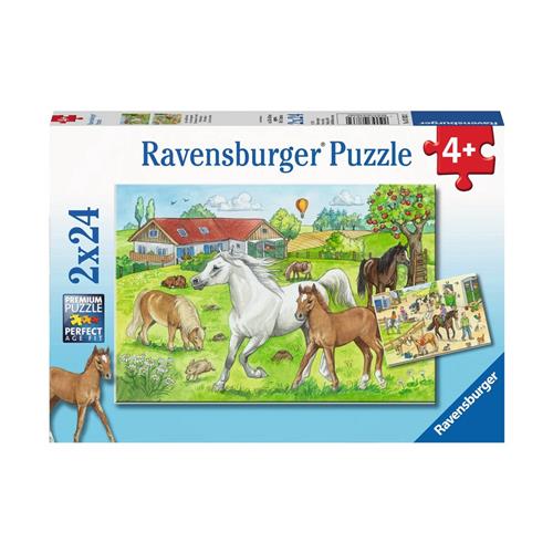 Ravensburger puzzel Op de manege - 2x24 stukjes - kinderpuzzel