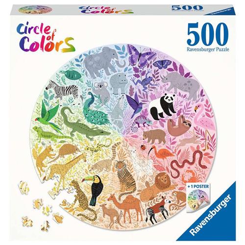 Ravensburger Round puzzle Circle of colors Animals - Legpuzzel - 500 stukjes