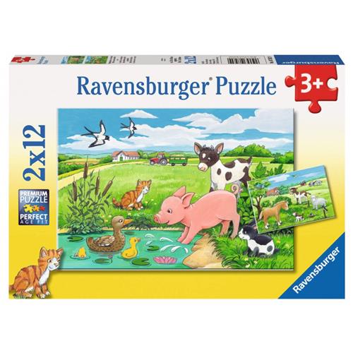 Ravensburger puzzel Jonge dieren op het platteland - 2x12 stukjes - kinderpuzzel