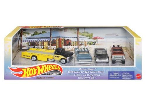 Mattel Autoset Hot Wheels Premium Staal Wit 4-delig