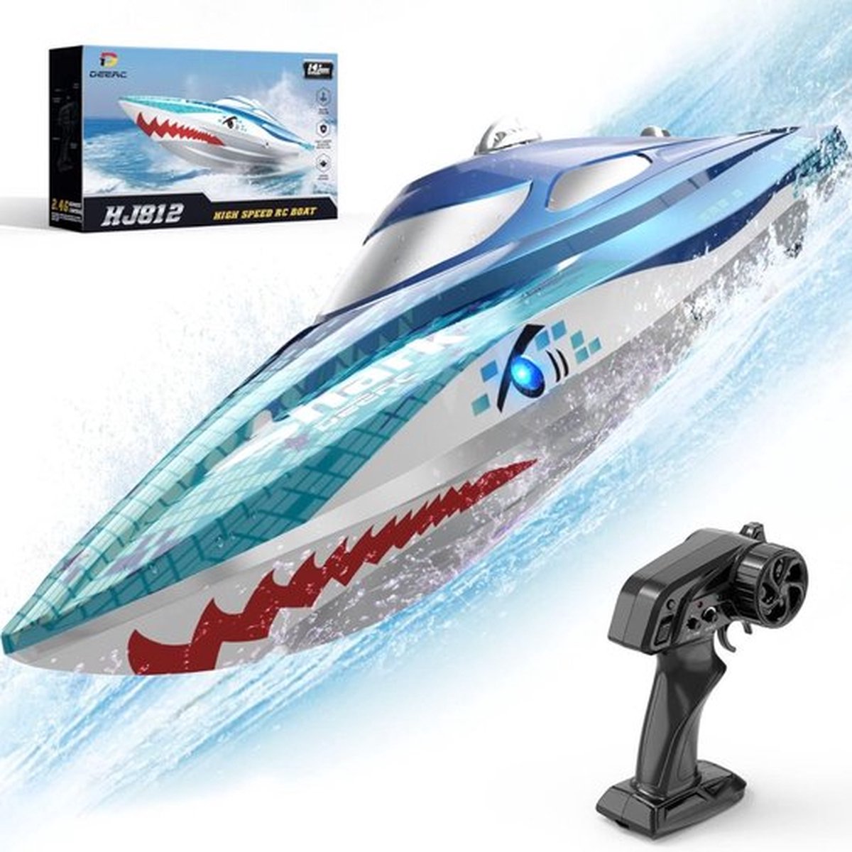 2.4 GHz Raceboot 20 Km/u OBEST RC Speedboot - 20 Km/u, 2.4 GHz, Met Verlichting En 2 Batterijen, Voor Zwembad En Meren Speelgoedboot Voor Kinderen 8