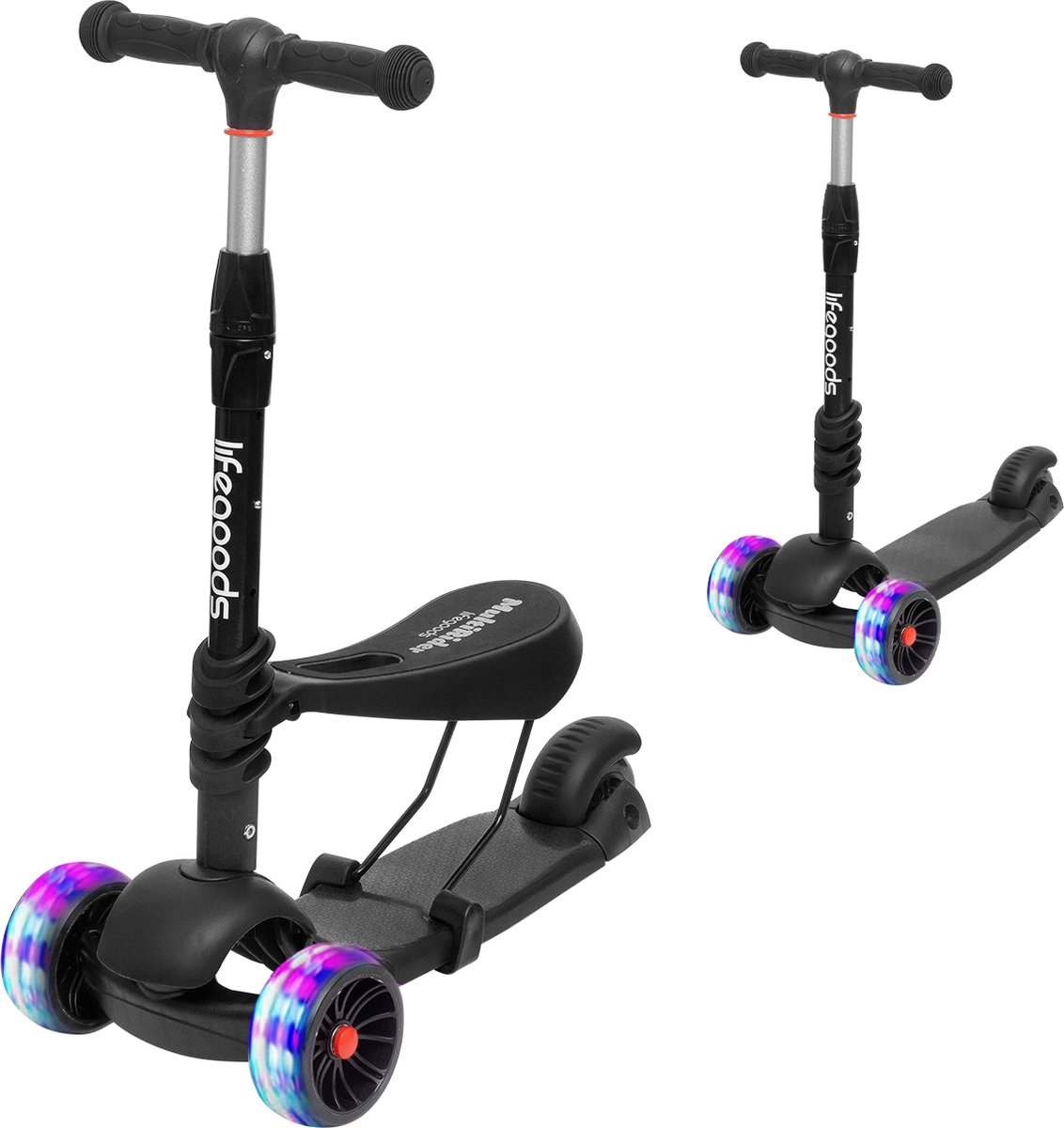Serenelife Kinderstep - 3-Wiel Step - Opvouwbare Kinderstep Met Verstelbare Hoogte Led Verlichting Verstelbaar Stuur Antislip Voetplaat Step V 687313632f93c5e774052d02